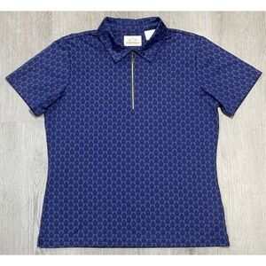 EP Pro Golf Polo Shirt Womens Medium 1/4 Zip Mock Neck Tour Tech Blue Geometric